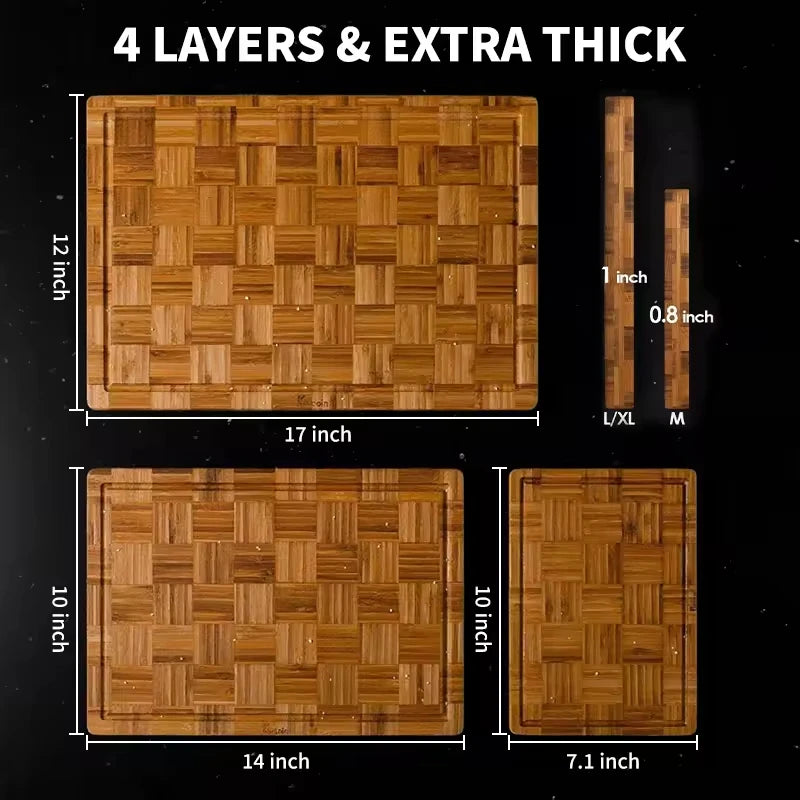 Bamboo Cutting Boards Set of 3 Chopping Boards with Juice Groove Bamboo Wood Cutting Board Set Butcher Block for Kitchen