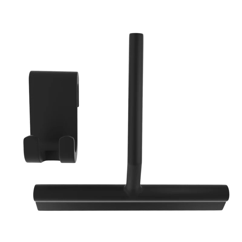 Easy to Hang Black Durable Silicone Shower Wiper with Hook for Multi-function Cleaning of Windows Tiles Mirrors