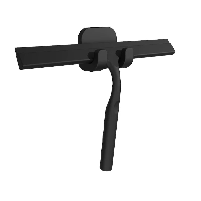 Easy to Hang Black Durable Silicone Shower Wiper with Hook for Multi-function Cleaning of Windows Tiles Mirrors