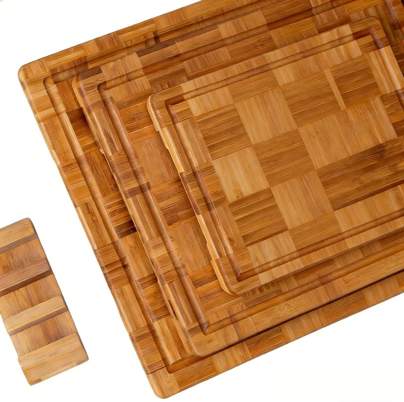Bamboo Cutting Boards Set of 3 Chopping Boards with Juice Groove Bamboo Wood Cutting Board Set Butcher Block for Kitchen