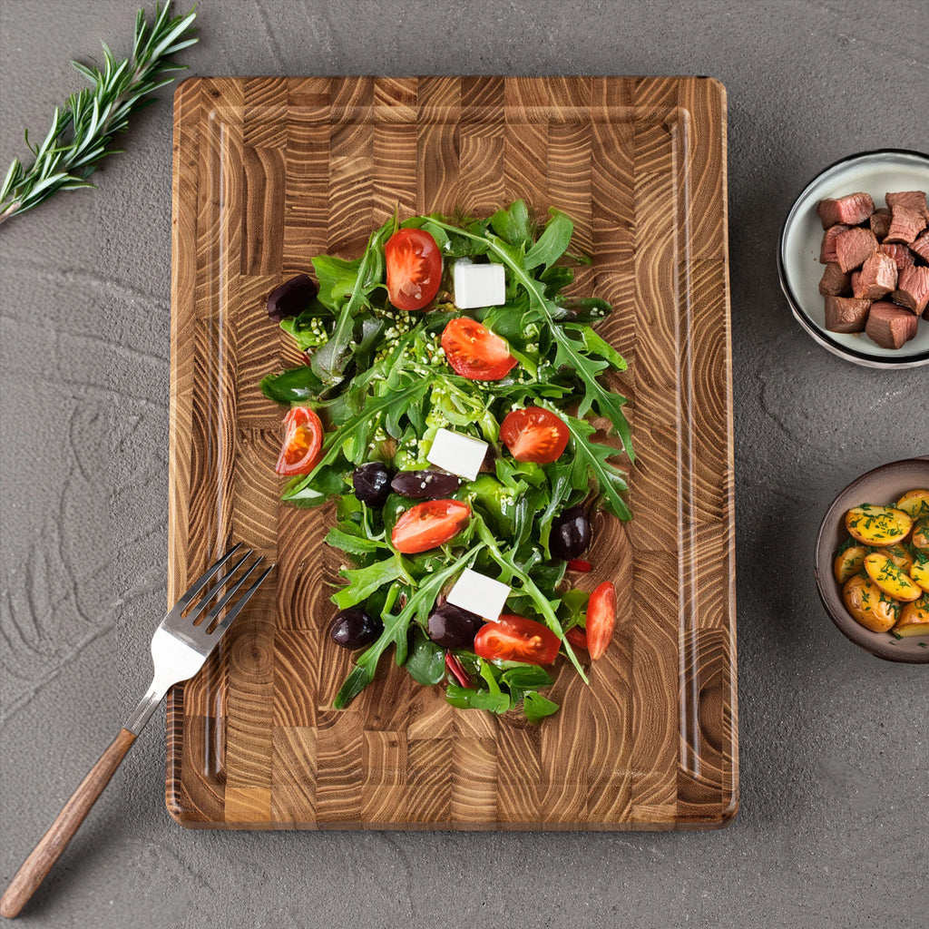 Teak Wood Cutting Board - Durable Solid Wood Chopping Block for Fruits & Vegetables, Perfect for Kitchen Prep & Presentation