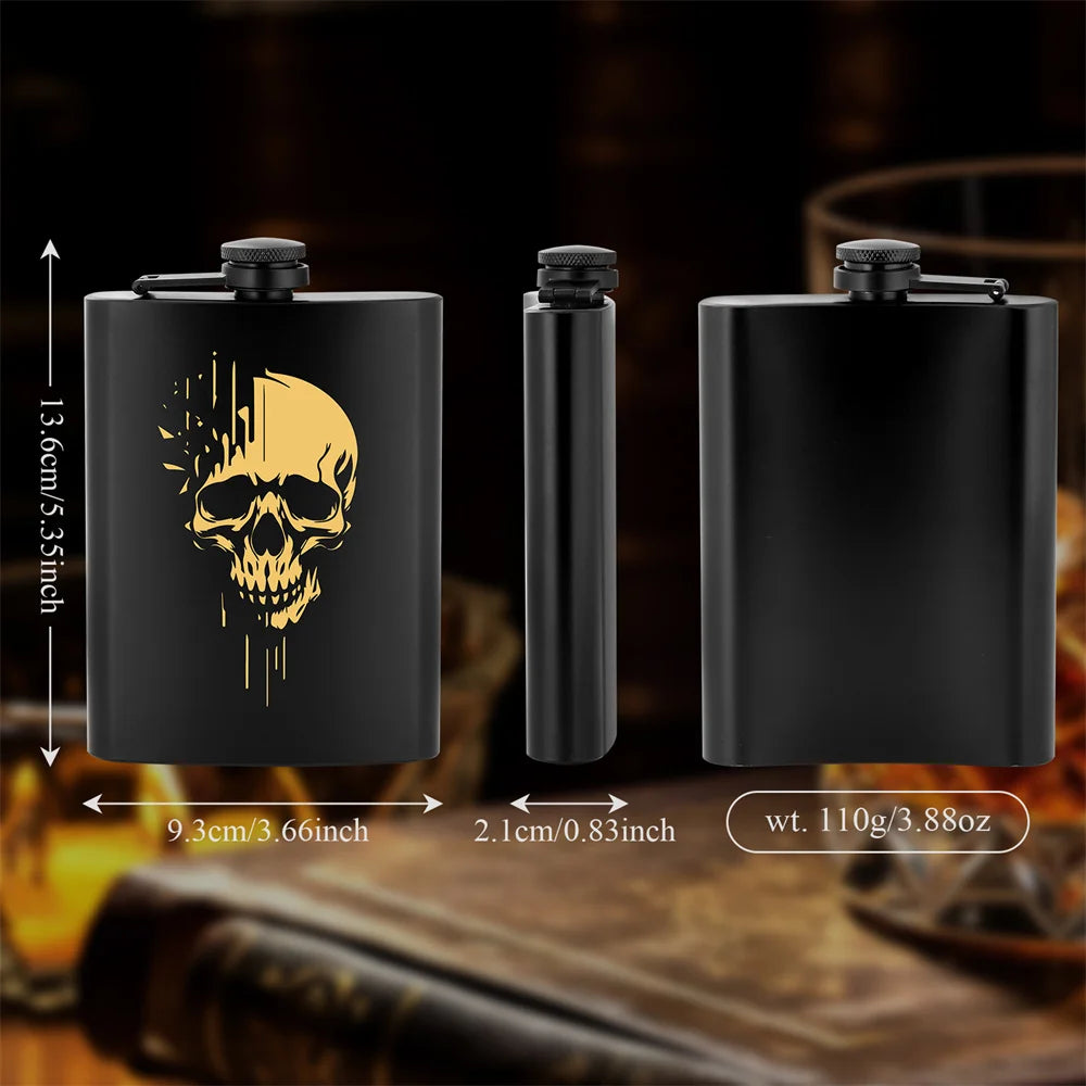 Punk Skull Decor Portable 8 oz Wine Pot Pocket Bottle Travel Outdoor Camping Hip Flask Gift Men