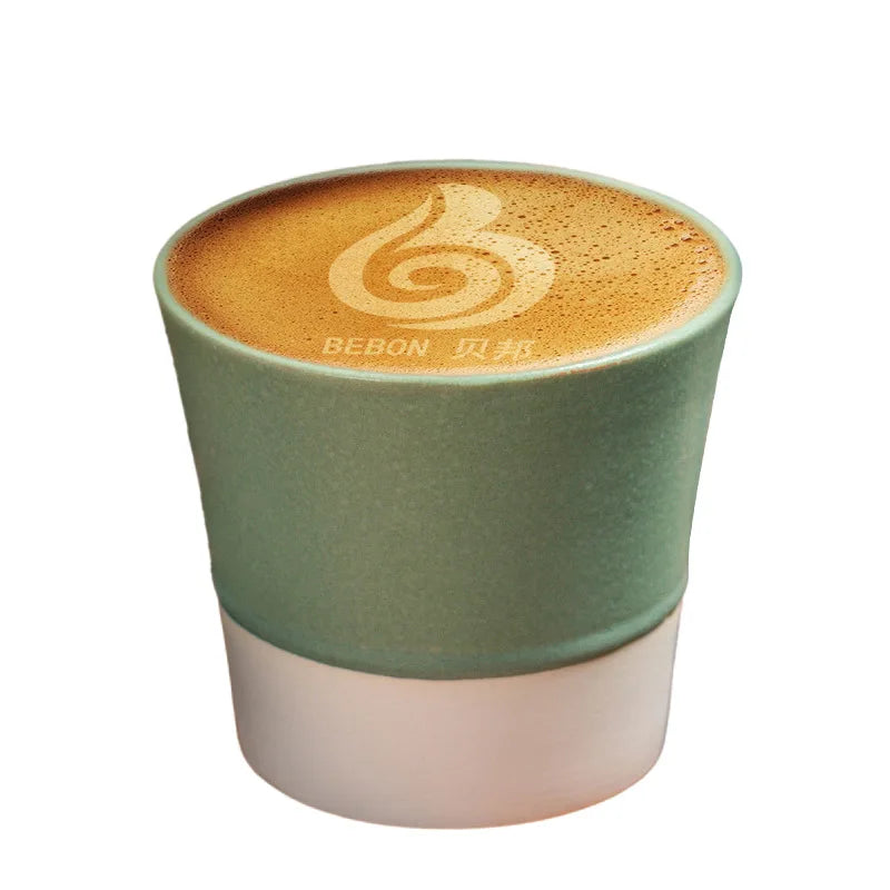 Arabic Coffee Art Ceramic Mug - Handcrafted Middle Eastern Espresso Cup with Color Glaze, Personal Drinking Gift Set