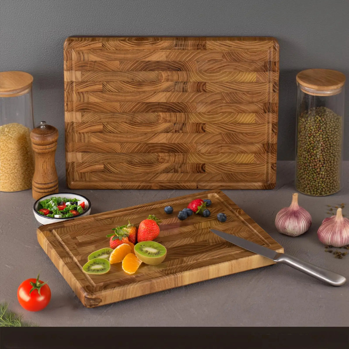 Teak Wood Cutting Board - Durable Solid Wood Chopping Block for Fruits & Vegetables, Perfect for Kitchen Prep & Presentation