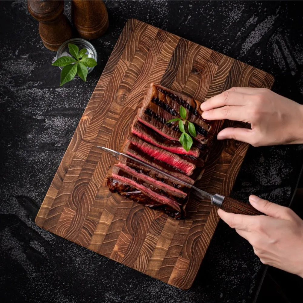 Multifunctional Thickened Teak Wood Cutting Board Double-sided Rectangular Chopping Board Non-slip Large Size Serving Board Home