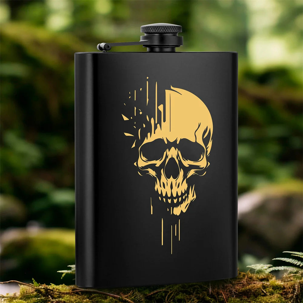 Punk Skull Decor Portable 8 oz Wine Pot Pocket Bottle Travel Outdoor Camping Hip Flask Gift Men
