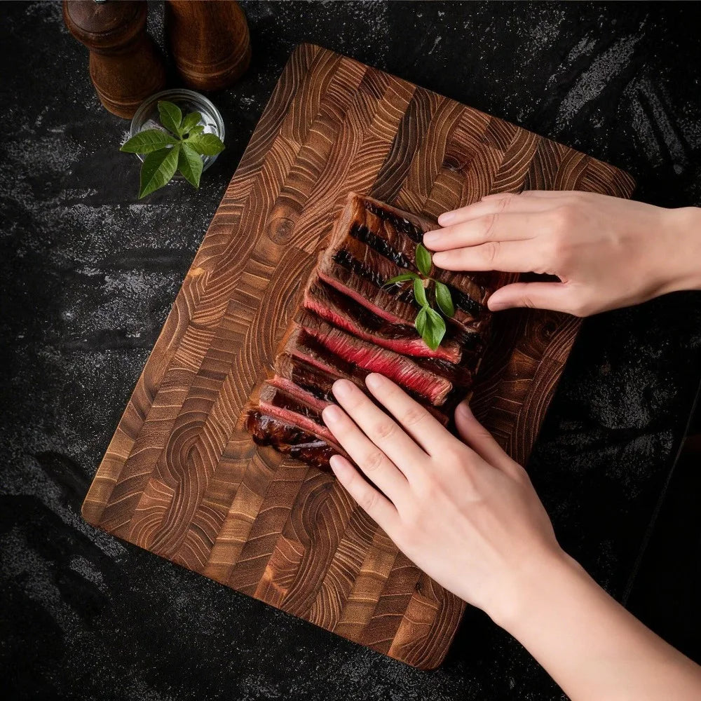 Multifunctional Thickened Teak Wood Cutting Board Double-sided Rectangular Chopping Board Non-slip Large Size Serving Board Home