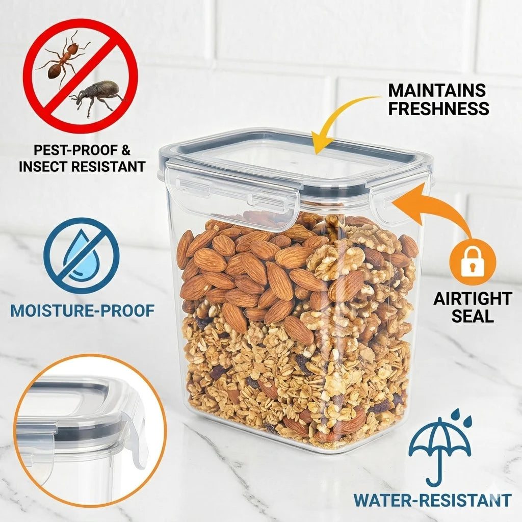 Airtight Food Storage Containers with Lids 16-Piece Set – BPA-Free Kitchen Storage Boxes for Flour, Sugar, Cereal, Spices & Past