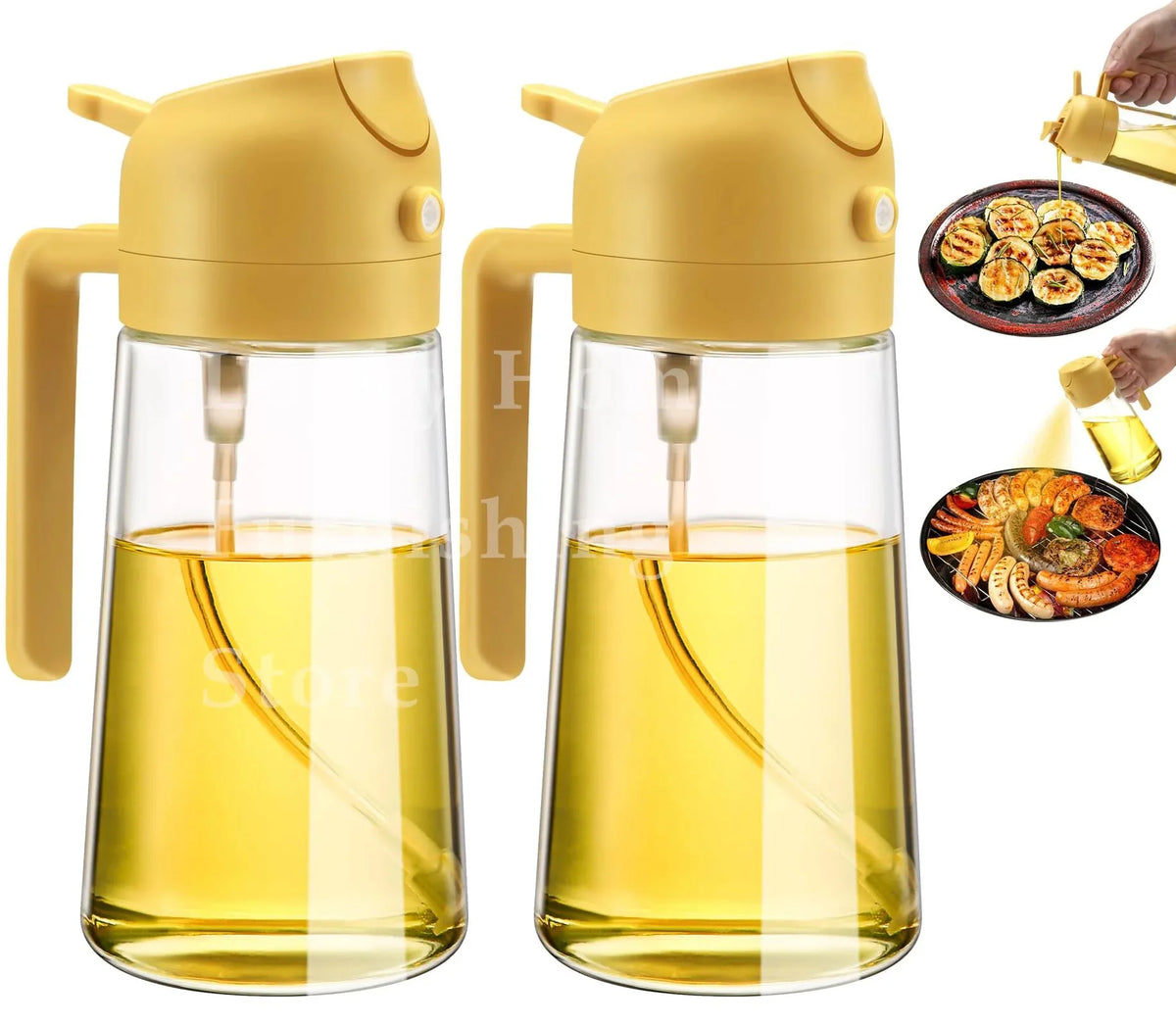 2 in 1 Pour Spray Sprayer Bottle for Kitchen Oil Sprayer Cooking 17oz/500ml Plastics Bottle Food-grade Oil Mister for Air Fryer