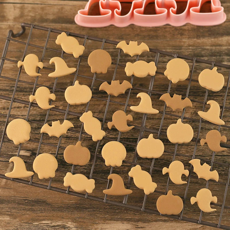 Pumpkin Halloween Cookies Cutters Ghost Bat Witch Hat Candy Biscuit Mold Fondant Embosser Stamp Halloween Party Cake Decor Tools