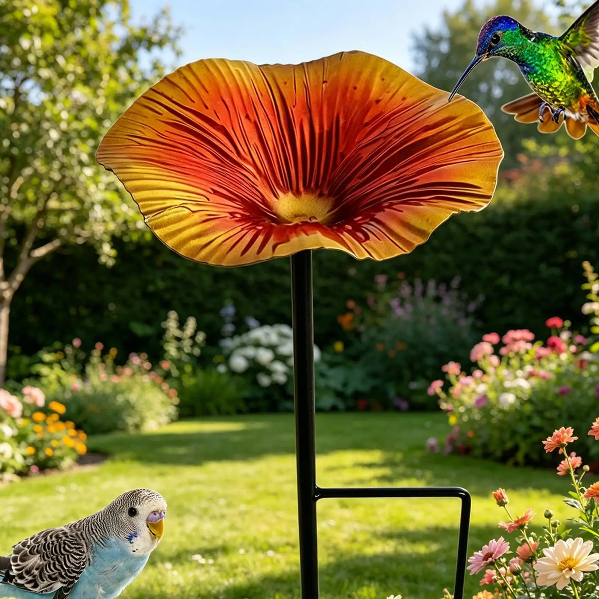 Flower Bird Feeder Garden Bee Water Feeder with Stake Hummingbird Watering Station for Outdoor Backyard Patio Porch Yard Lawn
