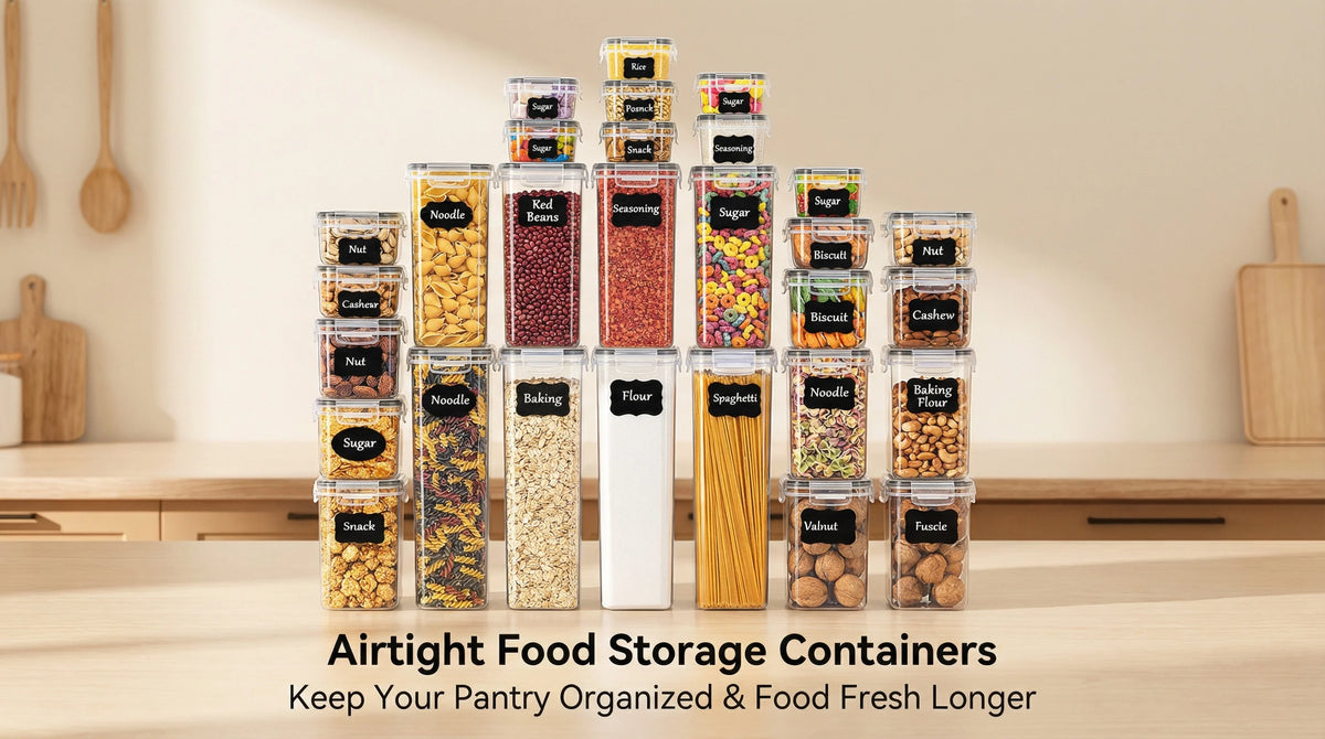Airtight Food Storage Containers with Lids 16-Piece Set – BPA-Free Kitchen Storage Boxes for Flour, Sugar, Cereal, Spices & Past