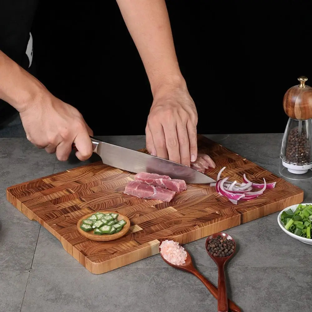 Multifunctional Thickened Teak Wood Cutting Board Double-sided Rectangular Chopping Board Non-slip Large Size Serving Board Home