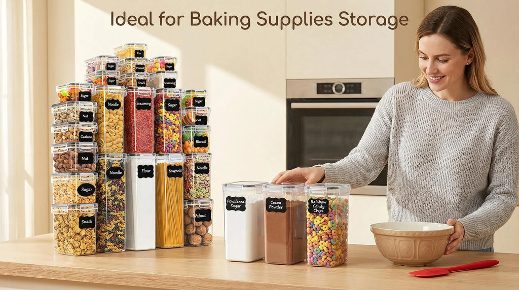 Airtight Food Storage Containers with Lids 16-Piece Set – BPA-Free Kitchen Storage Boxes for Flour, Sugar, Cereal, Spices & Past