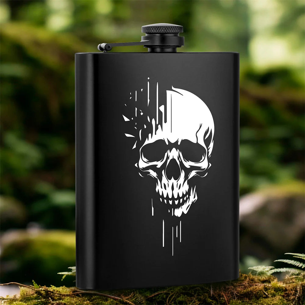 Punk Skull Decor Portable 8 oz Wine Pot Pocket Bottle Travel Outdoor Camping Hip Flask Gift Men