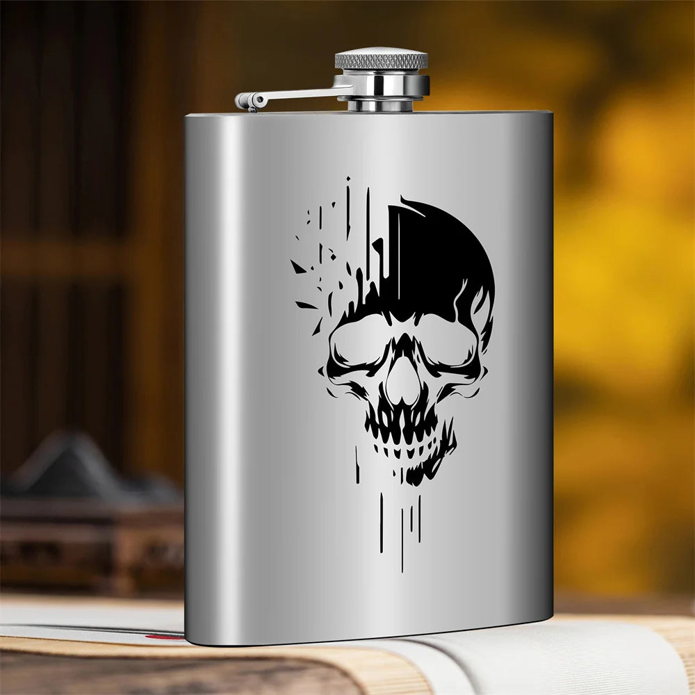 Punk Skull Decor Portable 8 oz Wine Pot Pocket Bottle Travel Outdoor Camping Hip Flask Gift Men