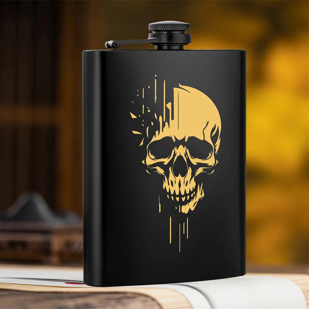 Punk Skull Decor Portable 8 oz Wine Pot Pocket Bottle Travel Outdoor Camping Hip Flask Gift Men