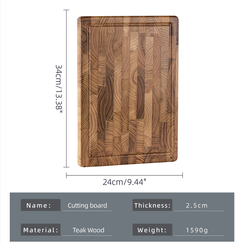 Teak Wood Cutting Board - Durable Solid Wood Chopping Block for Fruits & Vegetables, Perfect for Kitchen Prep & Presentation