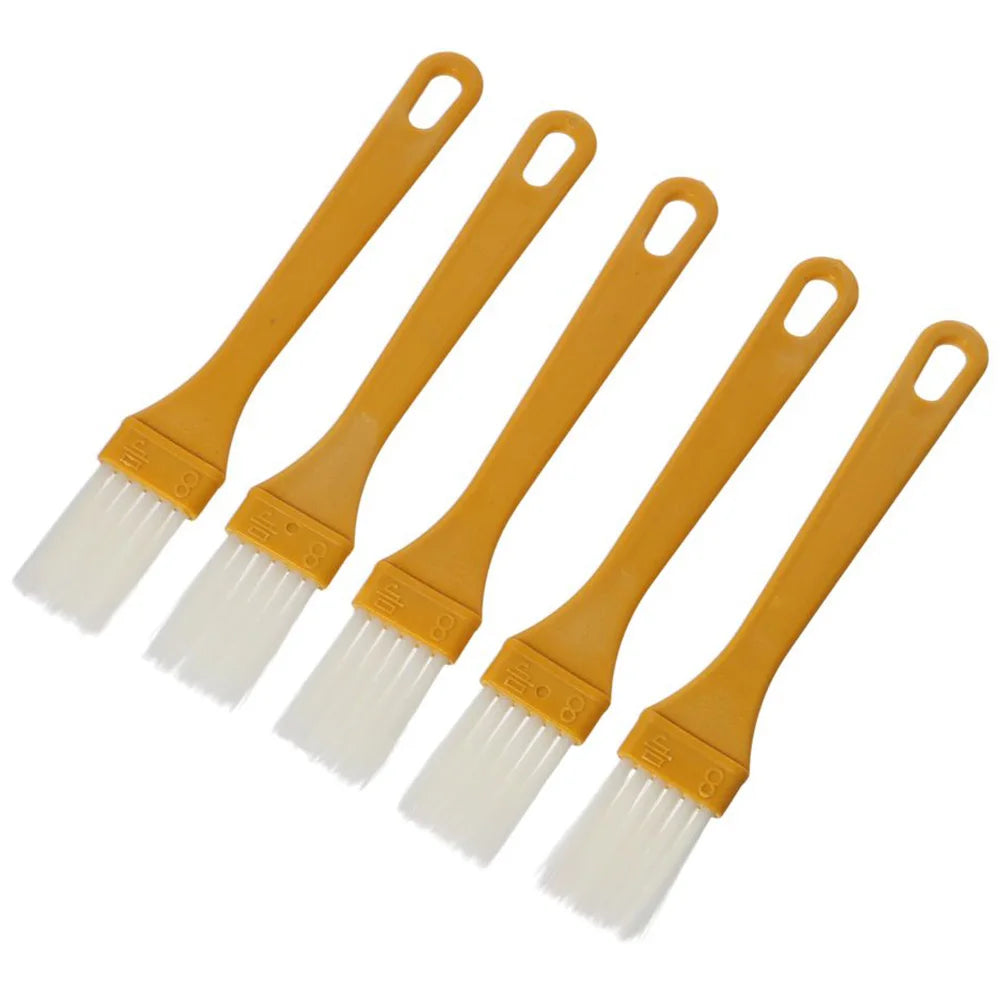 5 Pcs Yellow Pastry Brush Heat Resistant PET Silk Basting Brush for Cooking Multi-purpose Plastic Handle Food Brush Kitchen