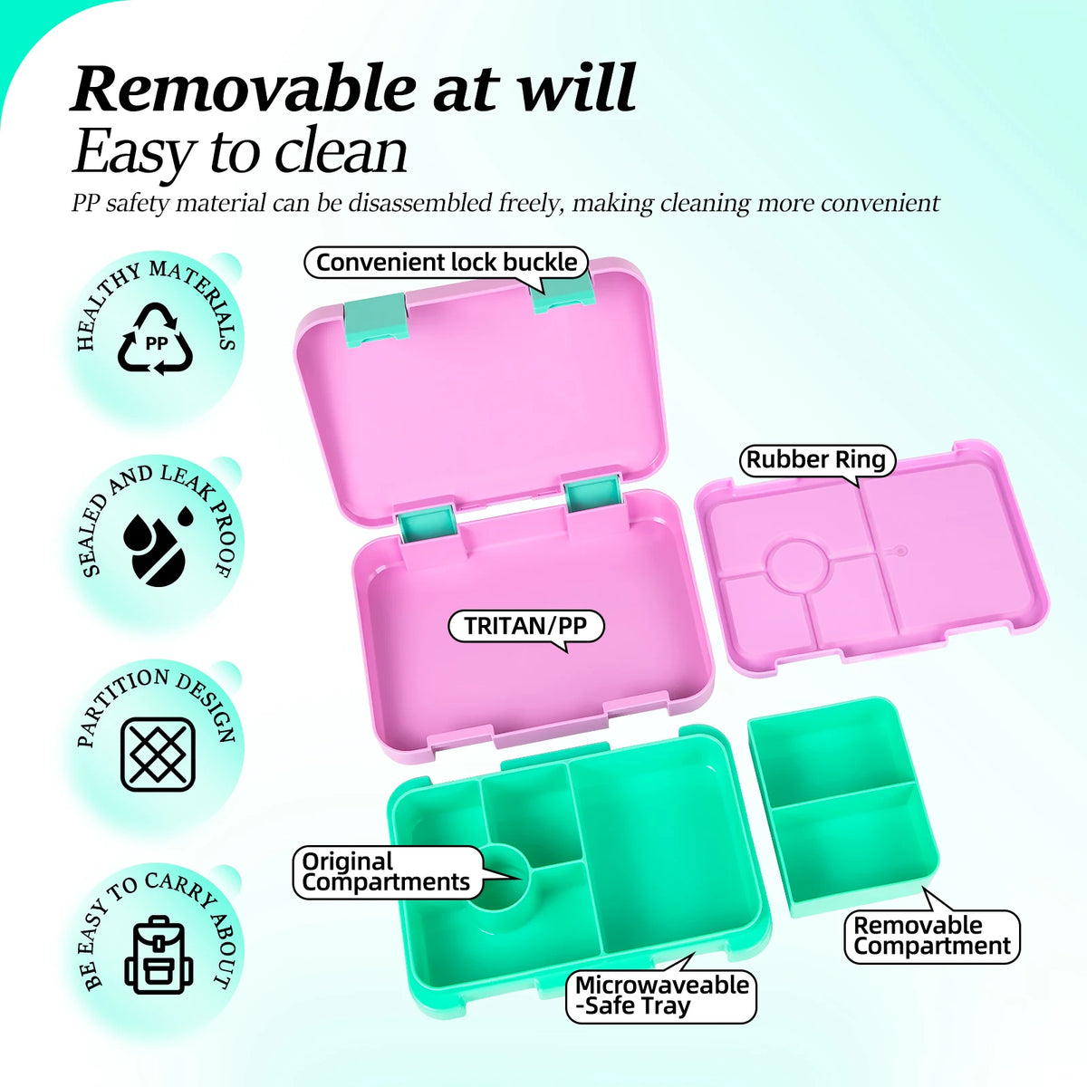 Adorable Kids Lunch Box Student Microwave Safe Travel Bento Box Halloween Container Portable Leak Proof Fruit Salad Bento Box