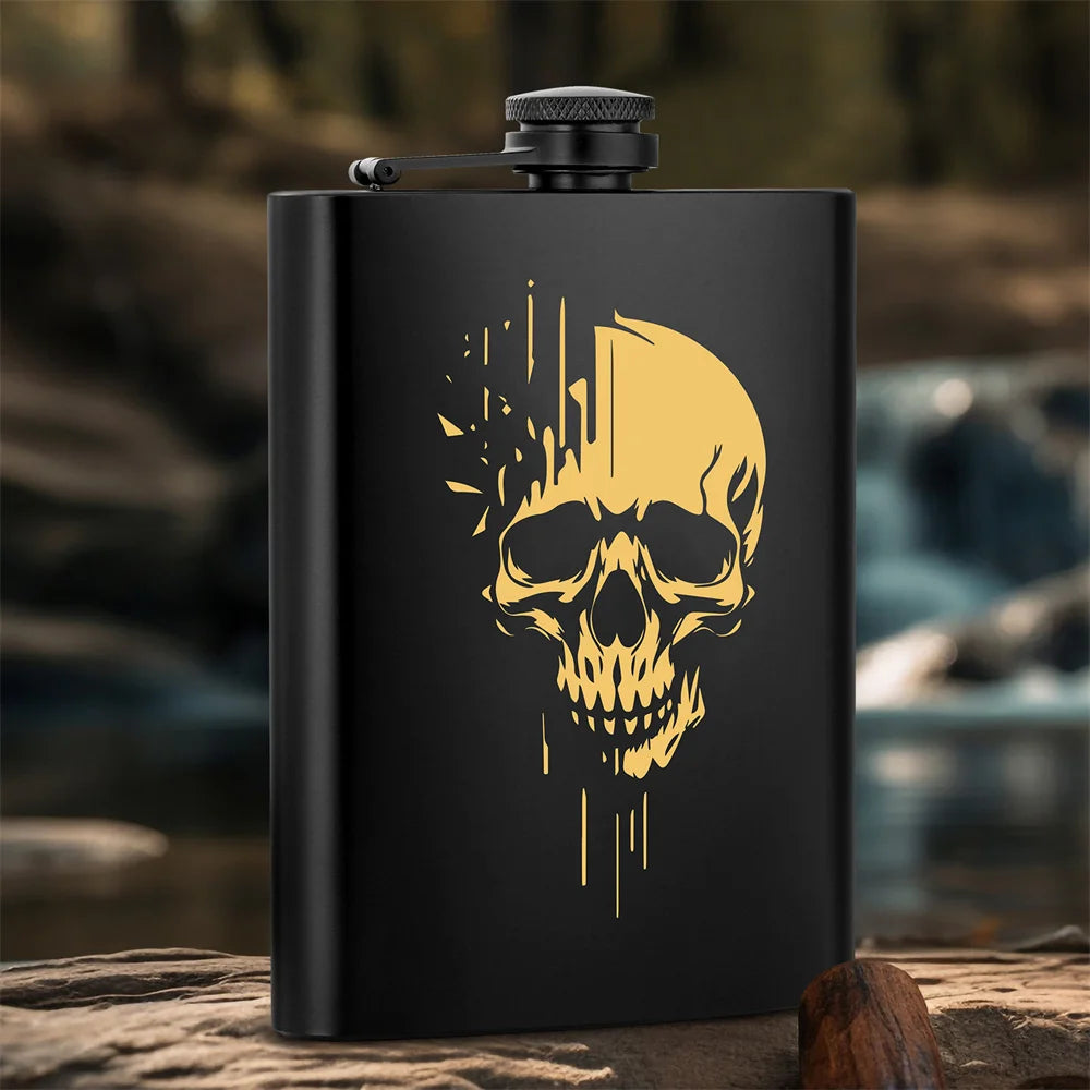 Punk Skull Decor Portable 8 oz Wine Pot Pocket Bottle Travel Outdoor Camping Hip Flask Gift Men
