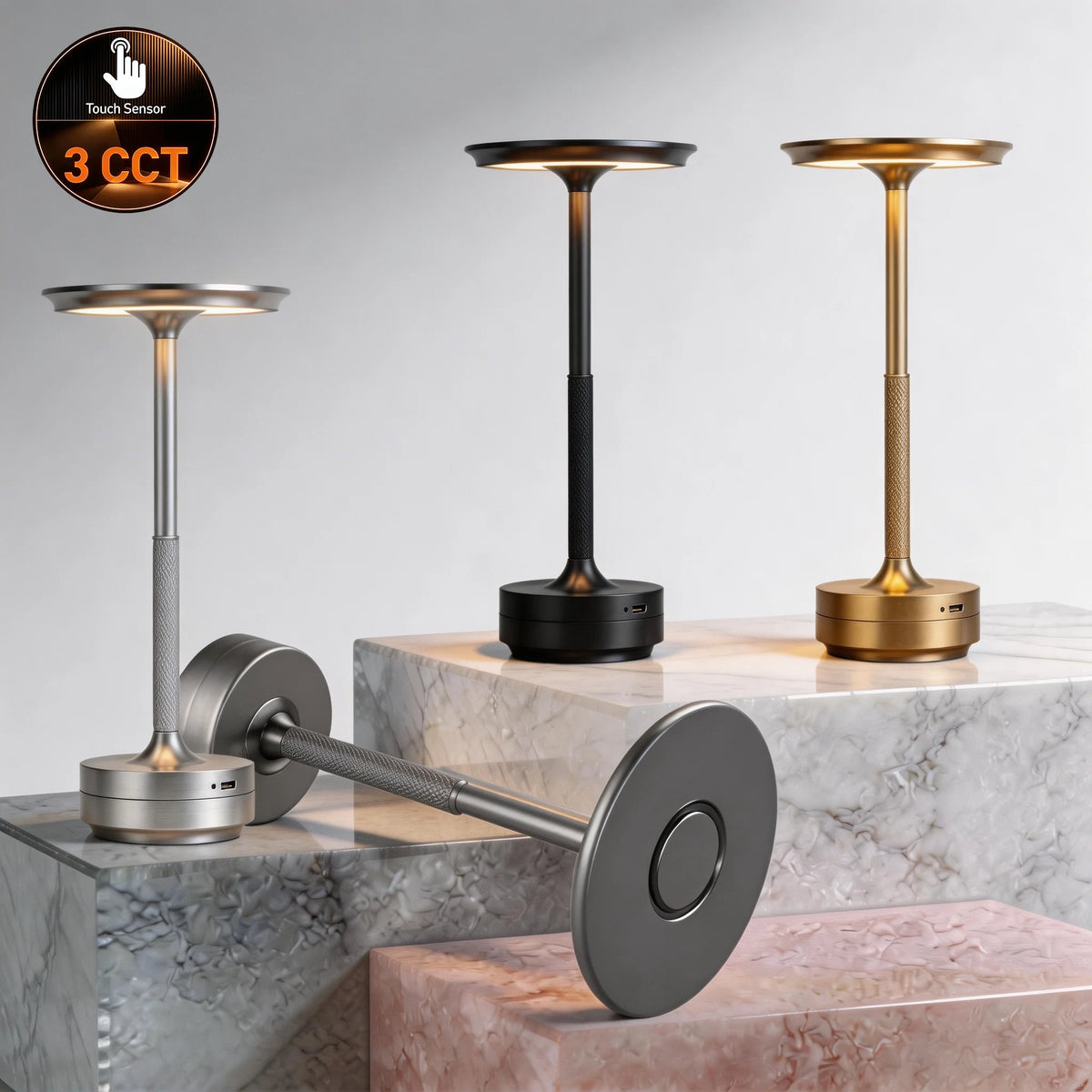 Modern Creative LED Table Lamp USB Charging Portable Touch Dimming Bedroom Bedside Atmosphere Light for Hotel Restaurant Bar