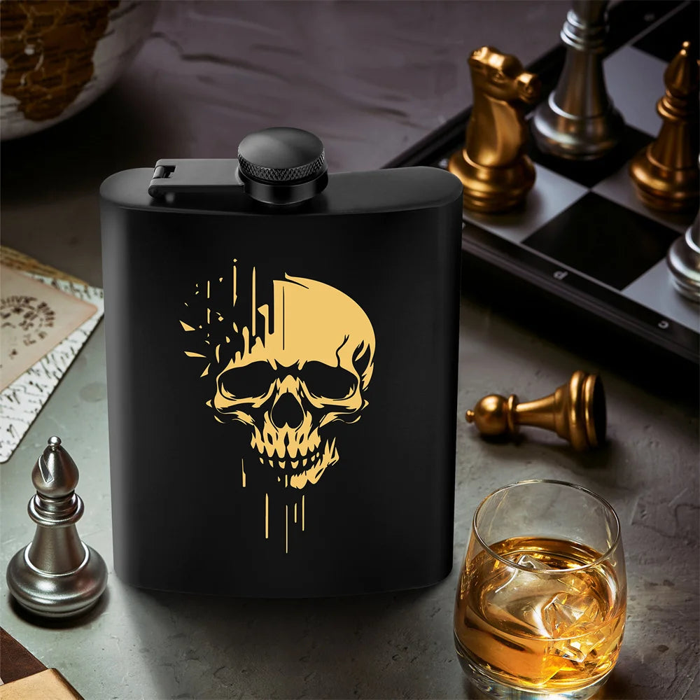 Punk Skull Decor Portable 8 oz Wine Pot Pocket Bottle Travel Outdoor Camping Hip Flask Gift Men