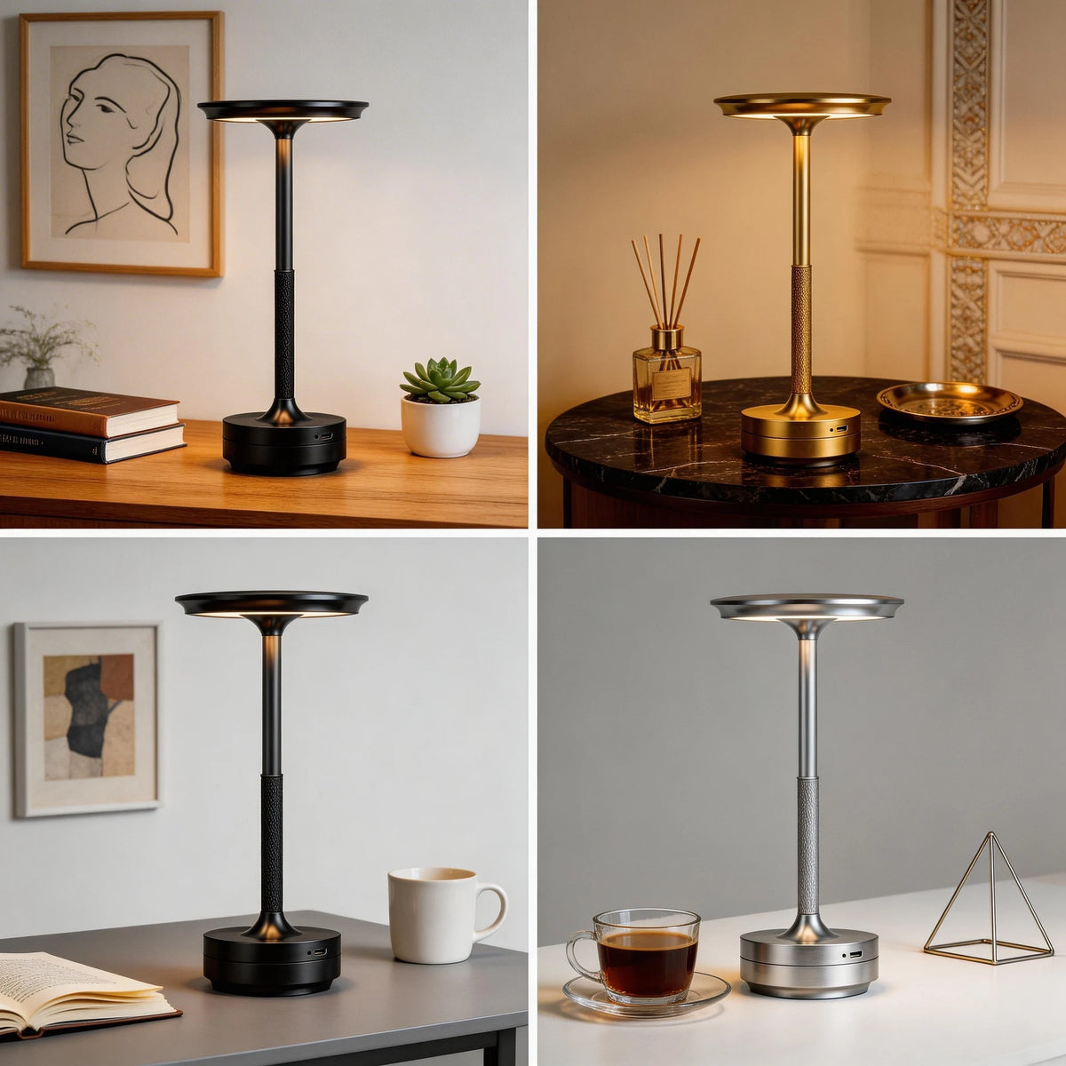 Modern Creative LED Table Lamp USB Charging Portable Touch Dimming Bedroom Bedside Atmosphere Light for Hotel Restaurant Bar