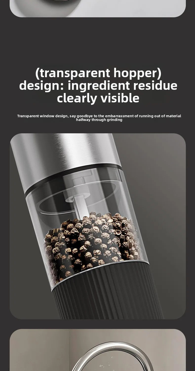 Electric Salt and Pepper Grinder Automatic Rechargeable Pepper Mill Shakers Adjustable Coarseness Kitchen Appliances