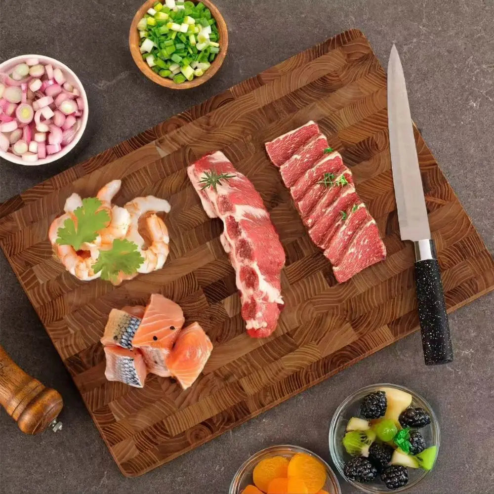 Multifunctional Thickened Teak Wood Cutting Board Double-sided Rectangular Chopping Board Non-slip Large Size Serving Board Home