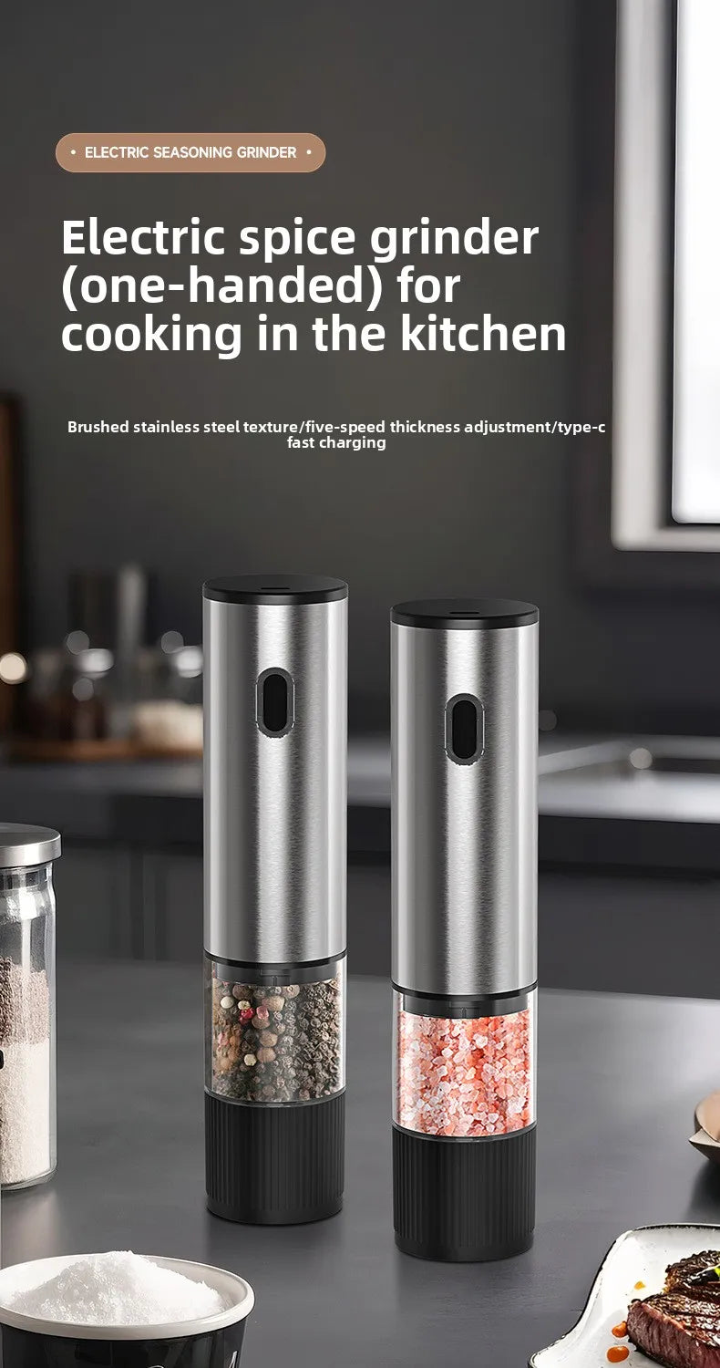 Electric Salt and Pepper Grinder Automatic Rechargeable Pepper Mill Shakers Adjustable Coarseness Kitchen Appliances