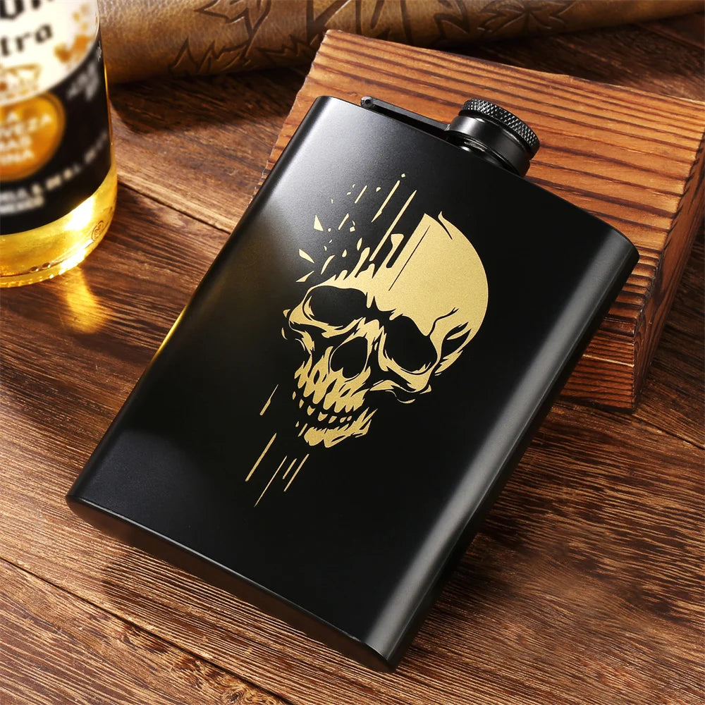 Punk Skull Decor Portable 8 oz Wine Pot Pocket Bottle Travel Outdoor Camping Hip Flask Gift Men