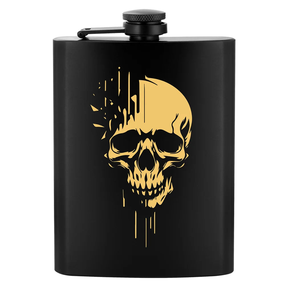 Punk Skull Decor Portable 8 oz Wine Pot Pocket Bottle Travel Outdoor Camping Hip Flask Gift Men