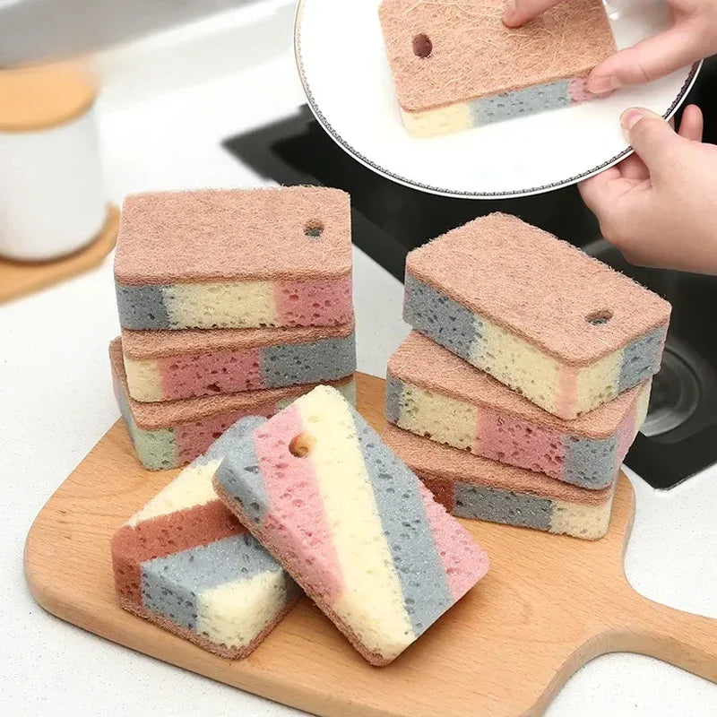 Cleaning Tools 5/10/20 Pieces Dishwashing Sponge Wood Pulp Cotton Color Magic Cleaning Sponge Pot Brush Kitchen Washing Tools