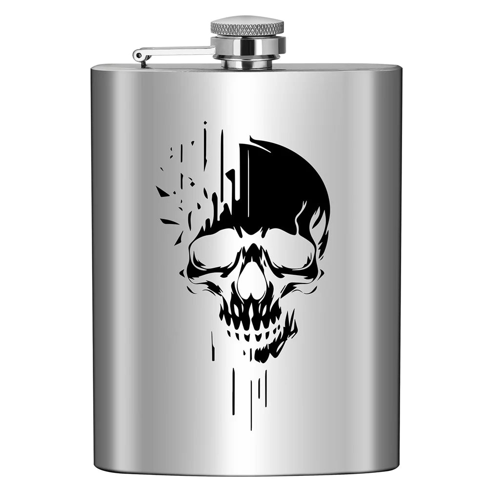 Punk Skull Decor Portable 8 oz Wine Pot Pocket Bottle Travel Outdoor Camping Hip Flask Gift Men