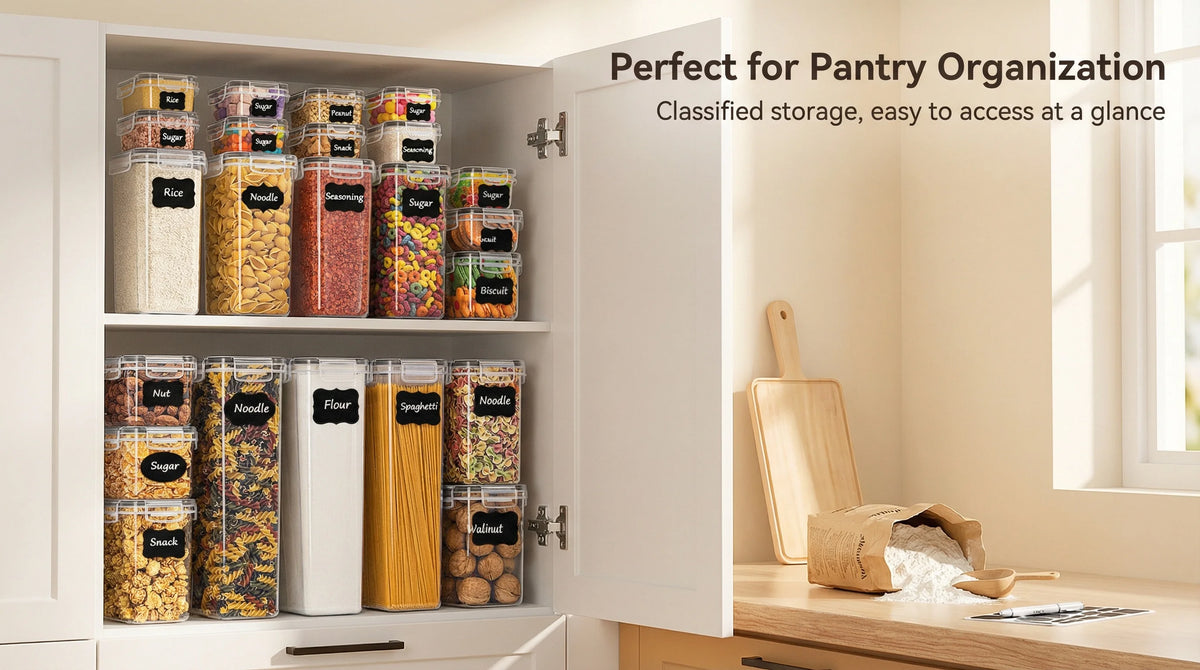Airtight Food Storage Containers with Lids 16-Piece Set – BPA-Free Kitchen Storage Boxes for Flour, Sugar, Cereal, Spices & Past
