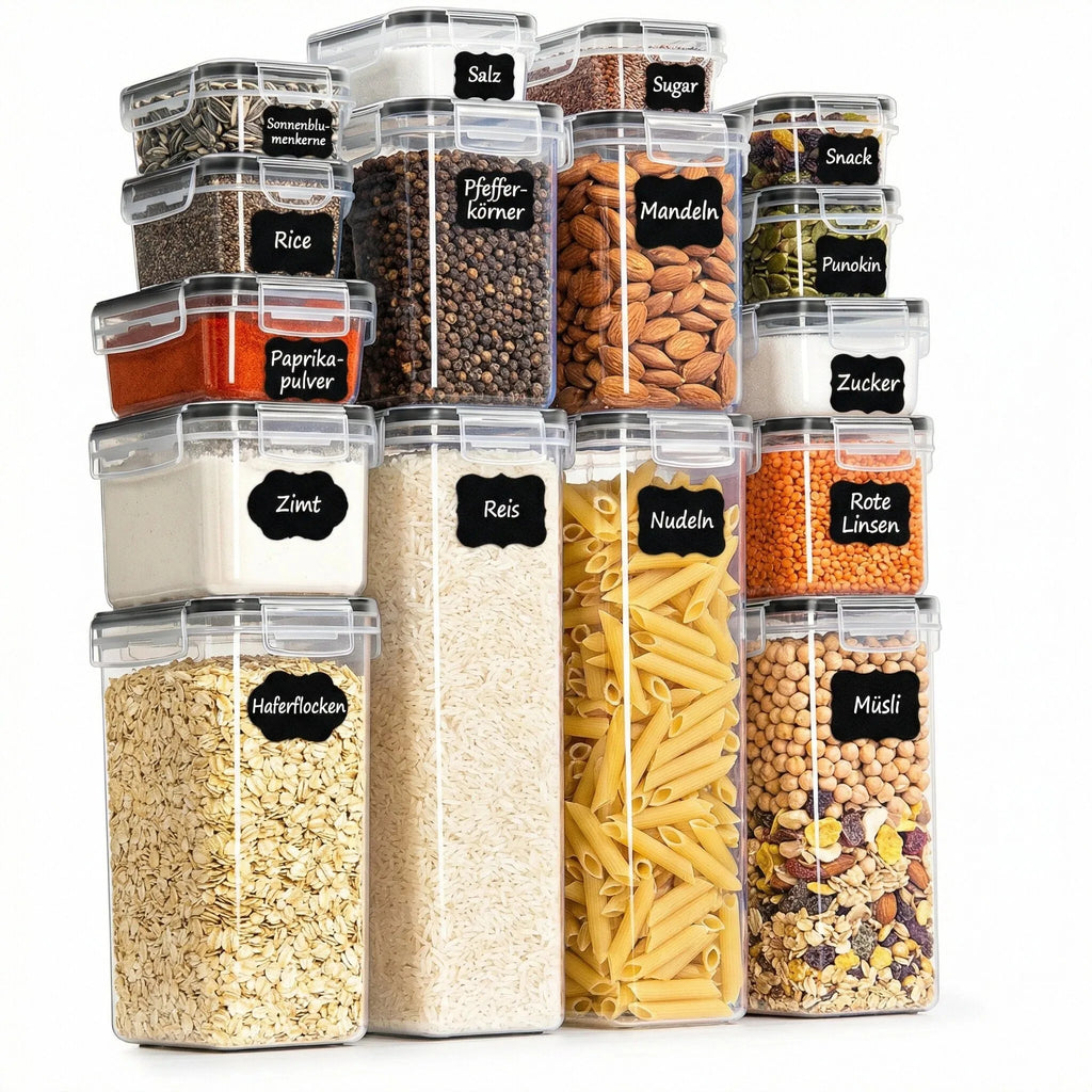 Airtight Food Storage Containers with Lids 16-Piece Set – BPA-Free Kitchen Storage Boxes for Flour, Sugar, Cereal, Spices & Past